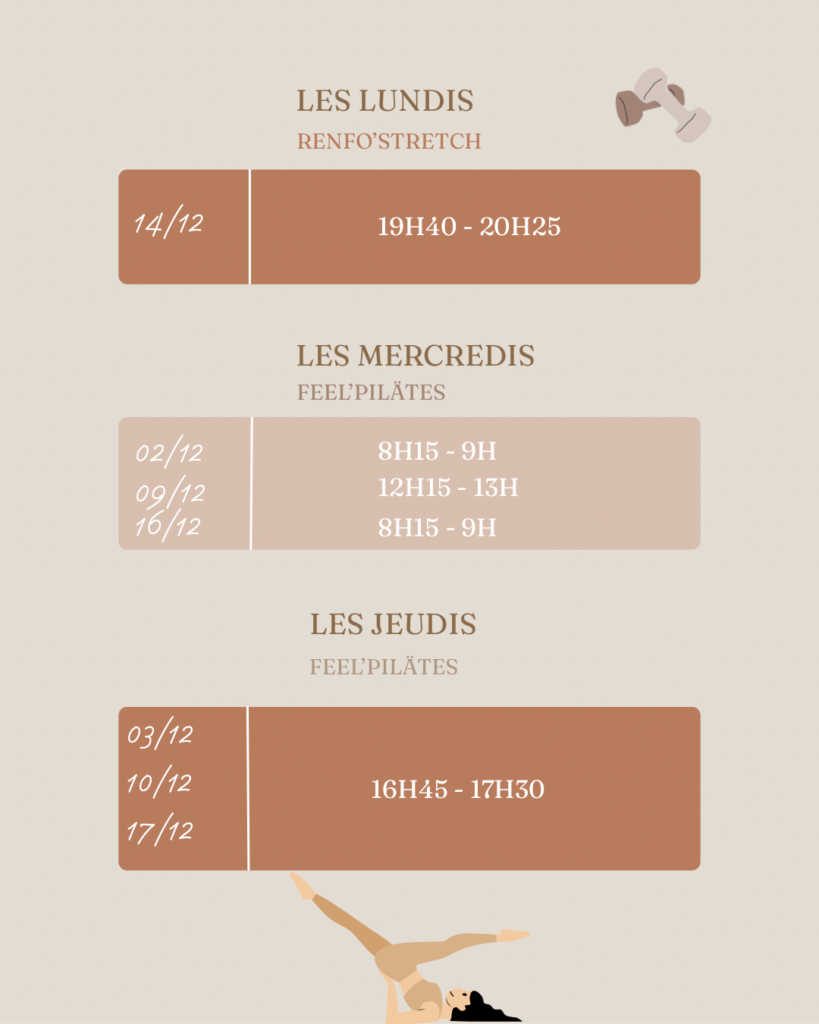 "FEEL'FORME"= cours de renfostretch et feel'pilâtes avec Pauline Dall'agnol 6 Cours de Pilates decembre2026