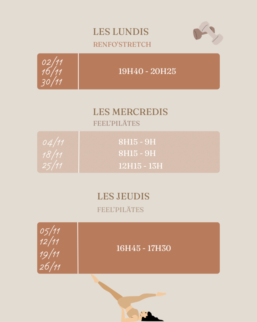 "FEEL'FORME"= cours de renfostretch et feel'pilâtes avec Pauline Dall'agnol 5 Publication Instagram Cours de Pilates novembvre