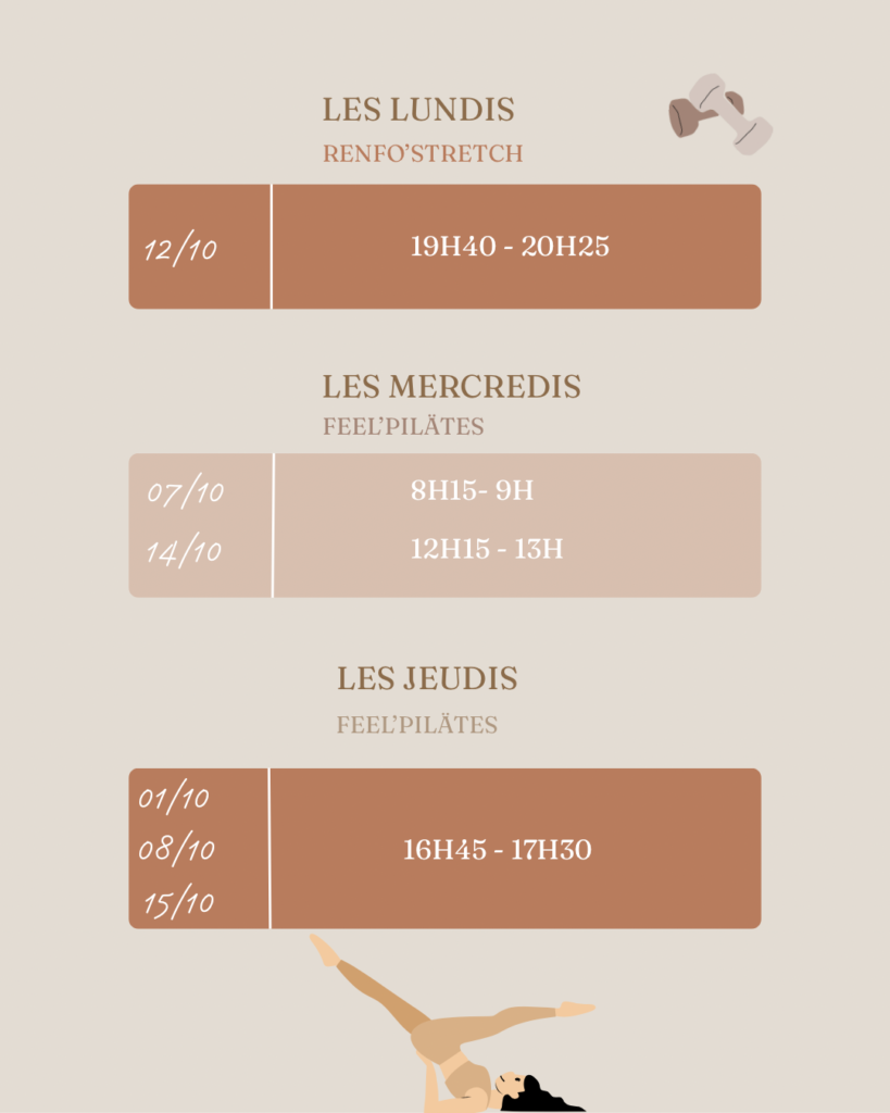 "FEEL'FORME"= cours de renfostretch et feel'pilâtes avec Pauline Dall'agnol 4 Publication Instagram Cours de Pilates octobre