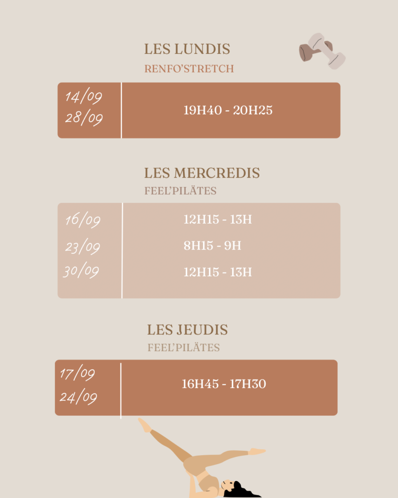 "FEEL'FORME"= cours de renfostretch et feel'pilâtes avec Pauline Dall'agnol 3 septembre 2026